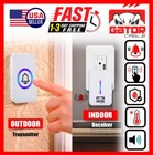 Wireless Doorbell Chime Waterproof Plugin Receiver Adjustable Volume 1000ft Loud