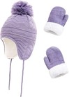 Baby Beanie Fleece Lined Knit 3pcs Toddler Winter Warm Boys Girls Hats Set