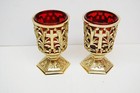   Pair Of Votive Light Candle Holders With Red Glass     284 