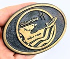 Vtg Nasa Space Shuttle Columbia Sts-4 Belt Buckle Astronauts Rocket Bronze Bear