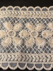 Antique 3 w Cotton Embroidered Floral  Scalloped Edge Valenciennes Lace 1 Yd 9 l
