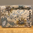 Vtg Cannon Royal Family Full Sheet Fitted Sunflowers Blue Brown Floral  Nos