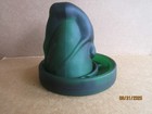 Vintage Mosser Frosted Dark Green Bottoms Up Shot Glass   Coaster Set