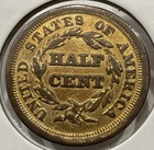 1853 Braided Hair Half Cent Us 1 2c Copper Coin - Vf Detail  u317 