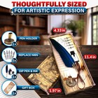 Vintage Feather Quill Pen And Ink Set - Elegant Blue Feather Pen And Ink Set    