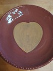 Vintage Redware Folk Studio Art Pottery Plate Yellow Heart Ruffle Edg 6    Signed 