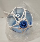 Light Blue Japanese Glass Ball Fishing Float With White Netting Decoration 8 