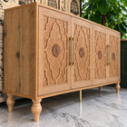 63  French Country Sideboard Buffet Cabinet Carved Floral Doors Natural Credenza