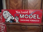Rare Large Model Smoking Tobacco Dealer Porcelain Metal Sign Cigar Pipe 10  