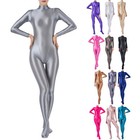 Women s Leotard Glossy Jumpsuit Shiny Bodysuit Diving Rompers Halloween Catsuit