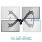 Sit-stand Wall Mount Monitor Arm  Standard Dual Screen Black