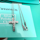 Newtliffany co21ct diamond platinum Cross Pendant 17  Necklace In Box