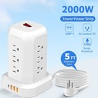 Usb C Power Strip Tower  Surge Protector With 12 Ac Outlet 4 Usb Port 5ft Cord