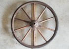 Vintage Wooden Baby Carriage Or Wagon Wheel Metal Rim 14 