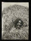 Farm Scene Woman s Young Lady s Head In Hay Pile Old vintage Photo- Aa122