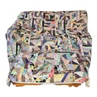 Vintage Crazy Quilt Hand Stitched Multicolor Scrap Patchwork  Blanket 78  X 76 