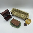 Vintage Lundby Dollhouse Furniture Lot Couch Rug Hutch Lamp Coffee Table 70   s