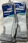 2 Pairs Foot Comfort By Catawba Sox Everyday Crew Large Unisex White gray Socks