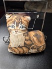 Vintage Cat Shaped Pillow Brown Tabby Cat Kitten Pillow Retro 70s Detailed Kitty