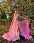Fairy Pink Mint Blue Prom Party Dress Applique Women Evening Dress Wedding Gowns