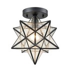 Moravian Star Light Flush Mount Ceiling Light With Seeded Seeded Glass 12in