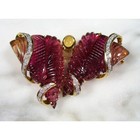 Mid Century Carved Watermelon Tourmaline Diamond Citrine 18k Yellow Gold Brooch