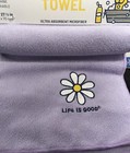 Life Is Good Retro Flower Dog Pet Towel Microfiber Drying Logo Purple Nwt