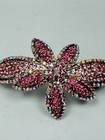 Large Pink Rhinestone Flower Hair Barrette Clip Ab Crystal Statement