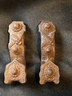 Antique Wooden Corbels Pair Brown Carved Figures Decorative Brackets