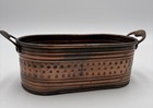 Vintage Oval Copper Tub 4 X 8     Brass Handles Jardiniere Planter Cache Pot