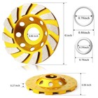 2 Pieces Diamond Cup Grinder 4 Inch Concrete Turbo Grinding Cup    