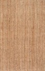Nuloom Hand Made Modern Simple Ribbed Jute Area Rug In Solid Natural Tan