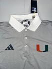 Adidas Miami Hurricanes Team Issued Natty Polo Shirt Men   s Gray Striped Pick Siz