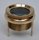Antique Brass Desk Map Magnifying Tripod Glass Magnifier Tabletop Reading Lens