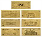 7 Piece Set Of Gold Banknote Dollar Bills Colored Dollar Bill Novelty Money