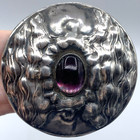 800 Silver Art Nouveau Arts   Crafts Brooch Round Cabochon Antique 3d Textured