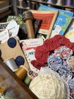 Grandma s Wood Sewing Drawer With Vintage Fabric  Spools   More  A Treasure 