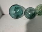 Japanese Blue grn Glass Fishing Float Buoy Hand Blown Ball 3-4  Diameter  qty 5 