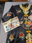 Vintage Chinese Silk Embroidered Robe  Jacket Black Silk Floral 