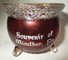 Antique 1900 Ruby Flash Glass Kettle Toothpick Holder   Trinket Dish Windber Pa