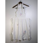 Vintage Embroidered Cottagecore Apron White Cotton Floral Ruffle New