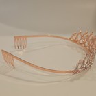 Rose Gold Tone Metal Bridal Tiara Headband W  Clear Rhinestones  Side Combs