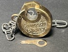 Padlock Push-key Pancake Champion 6-lever Antique vintage Lock-works Has Key