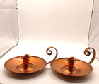 Pair Of Vintage Gregorian Copper Candleholders Chamber Candlesticks Signed