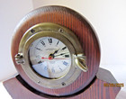 Vintage Nautical Ship s Porthole Brass   Wood Desk Top Clock Emory   Douglas