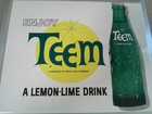 Vintage Teem Lemon Lime Soda Tin Over Cardboard Sign High Grade 11  X 9 
