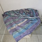 Vtg Dan River 80 s 90 s Queen 3-set Fitted Flat Pillowcase Green Purple Teal Euc