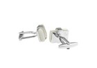 Cufflinks Clear Creek Stone Pearl White Silver Band Cuff Links Power Cuff Links
