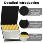 Leather Metal Cigarette Case Holder For 10 Regular Slim Pocket Box Black