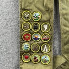 Vintage Boy Scouts Of America Sash Green Badges Patches 1980s Uniform